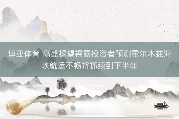 博亚体育 高盛探望裸露投资者预测霍尔木兹海峡航运不畅将抓续到下半年