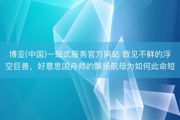 博亚(中国)一站式服务官方网站 数见不鲜的浮空巨兽，好意思国舟师的飘扬航母为如何此命短