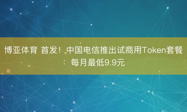 博亚体育 首发！中国电信推出试商用Token套餐：每月最低9.9元