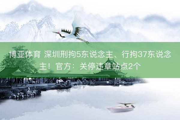 博亚体育 深圳刑拘5东说念主、行拘37东说念主！官方：关停违章站点2个