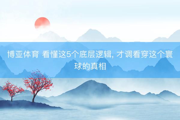 博亚体育 看懂这5个底层逻辑， 才调看穿这个寰球的真相