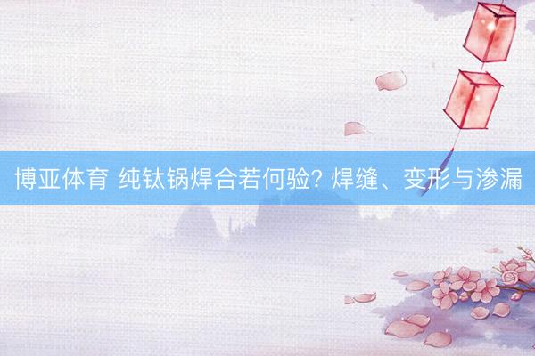 博亚体育 纯钛锅焊合若何验? 焊缝、变形与渗漏